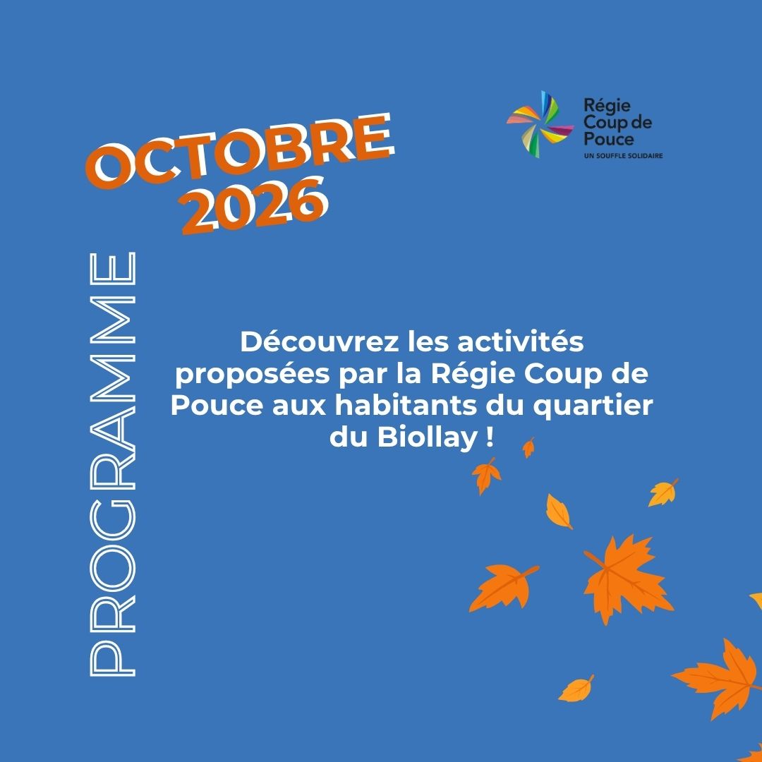 Les activités du mois d&rsquo;octobre 2026 à la Régie Coup de Pouce
